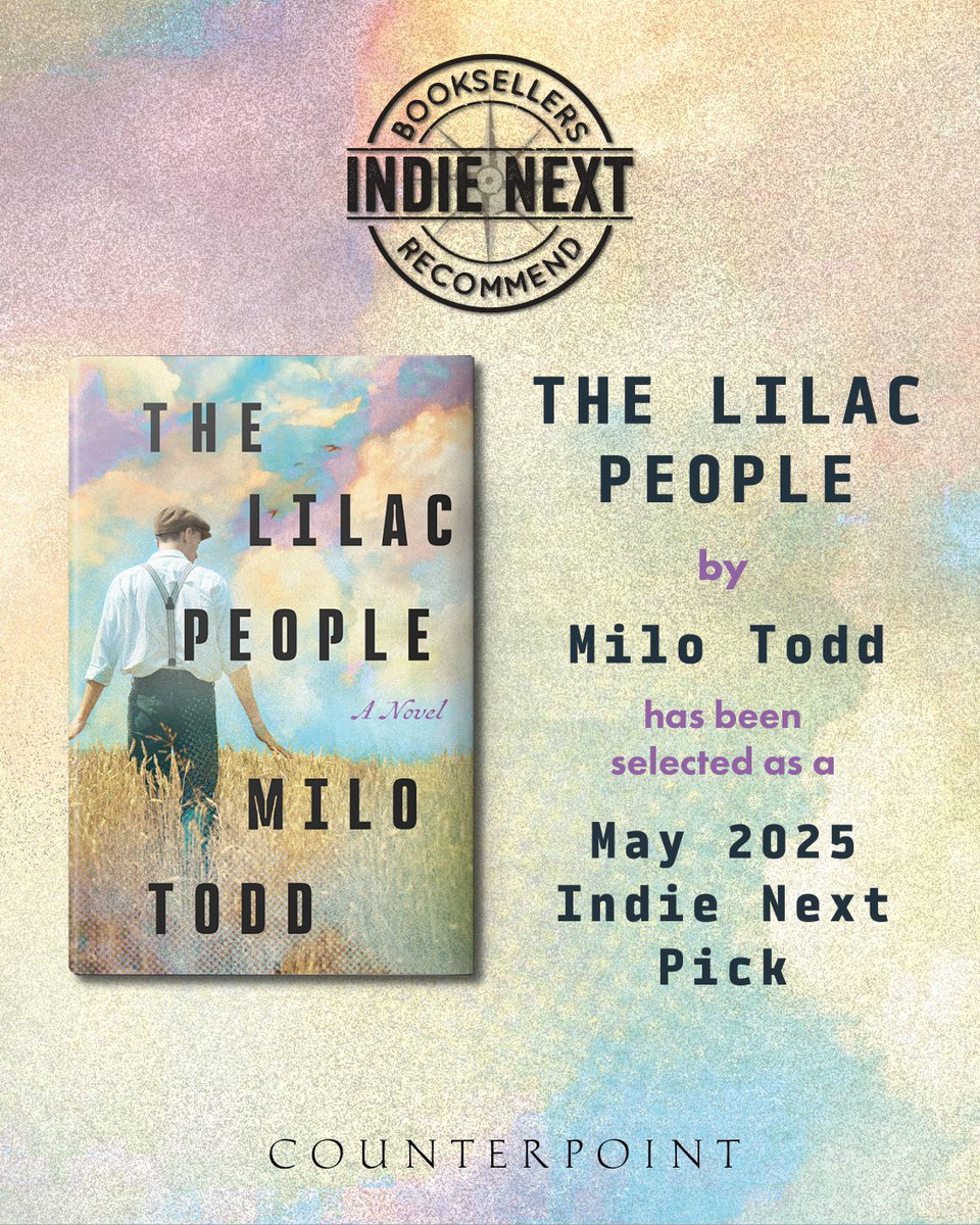 Counterpoint Press (@counterpointllc) on Twitter photo THE LILAC PEOPLE by Milo Todd is a May 2025 <a href="/ABAbook/">American Booksellers Association</a> Indie Next Pick! Thank you to all of the indie booksellers who nominated this beautiful and important story 🫶🏻🏳️⚧️ THE LILAC PEOPLE by Milo Todd is a May 2025 <a href="/ABAbook/">American Booksellers Association</a> Indie Next Pick! Thank you to all of the indie booksellers who nominated this beautiful and important story 🫶🏻🏳️⚧️
