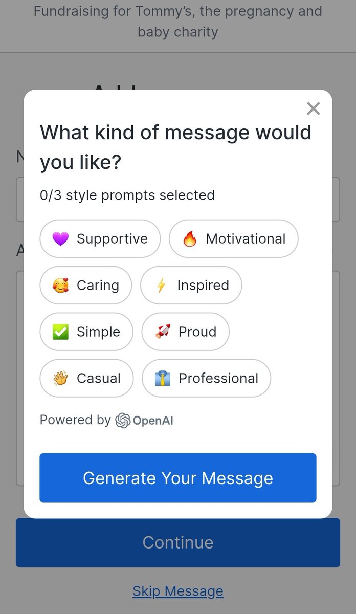I feel like there's a time and a place to embed AI prompts.

As you're donating to a fundraising page for a pregnancy charity? Umm, no thanks?

Makes me a little sad, if I'm being honest.

Unless can tell me a good reason to do include? Accessibility maybe?