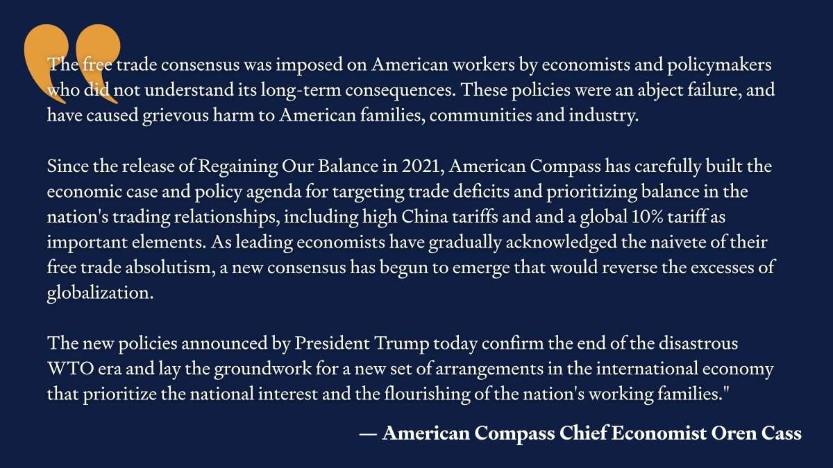 The new policies announced by President Trump today confirm the end of the disastrous WTO era and lay the groundwork for a new set of arrangements in the international economy that prioritize the national interest and the flourishing of the nation's working families.
