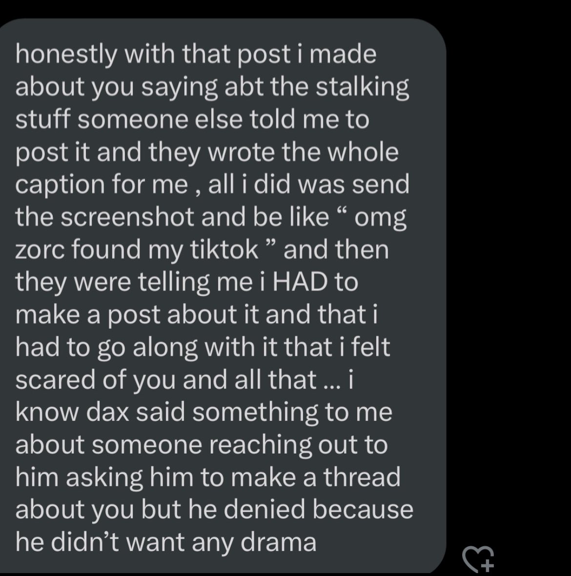 Now that’s out the way. Here’s the screenshots I’ve gotten from DAXLULU, when telling me that she was involved in the callout thread on me. Pretty much, she claimed it was a blackmail gimmick. Now a part of me never fully believed this, but of course I had little to tell people—
