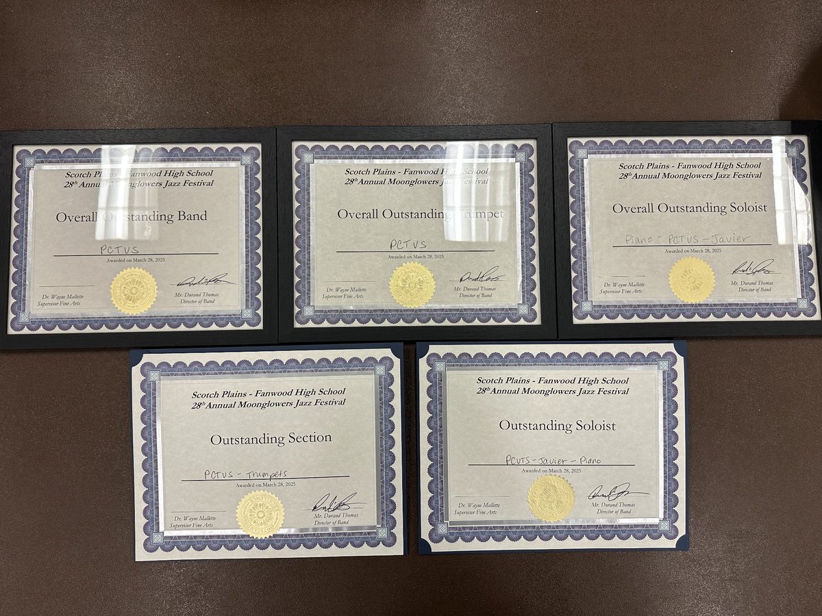 PCTIBands's tweet image. PCTVS Jazz Band Strikes Gold at SPFHS! 🏆🎶 Our talented musicians rocked the Scotch Plains-Fanwood Jazz Festival, earning a Gold Rating and top honors, including Outstanding Band, Trumpet Section, and Soloist (shoutout to Javier Ramon Brito!).🎺🔥 
#PCTVS #JazzBand