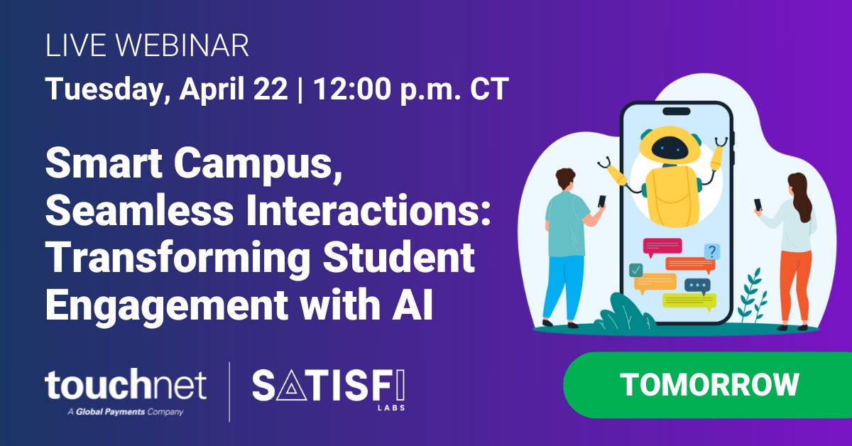 There's still time to join us!

Explore how a Conversational Experience Platform uses AI automation, live agent escalation, and proactive outreach to improve response times, reduce administrative strain, and deliver seamless student support. 

Register: bit.ly/4jdZH0z