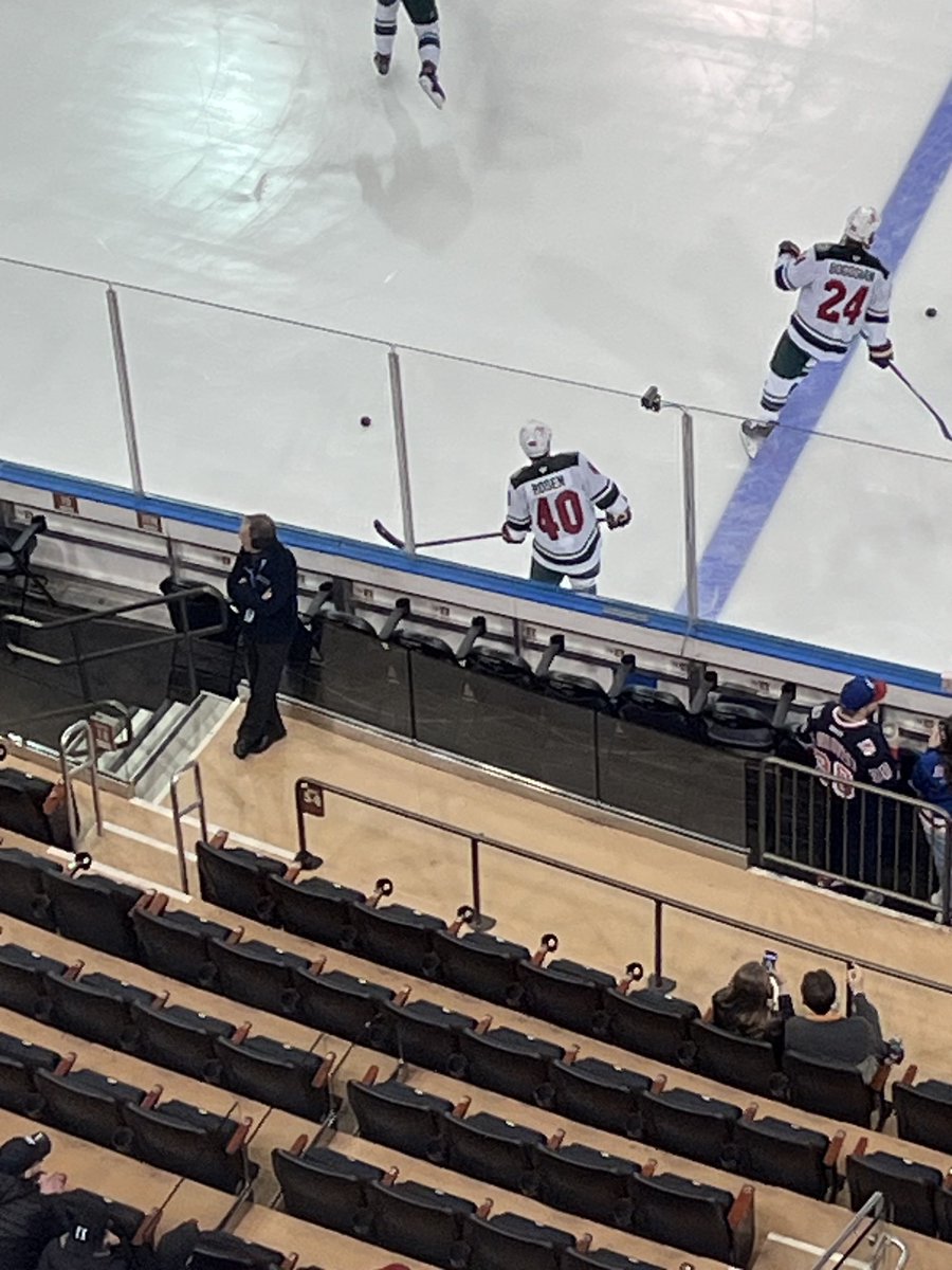 RussoHockey's tweet photo. Mats Zuccarello wearing a No. 40 jersey with ROSEN on the nameplate. I just pointed it out to Sam Rosen and he’s blown away https://t.co/fQdkRu8HR5