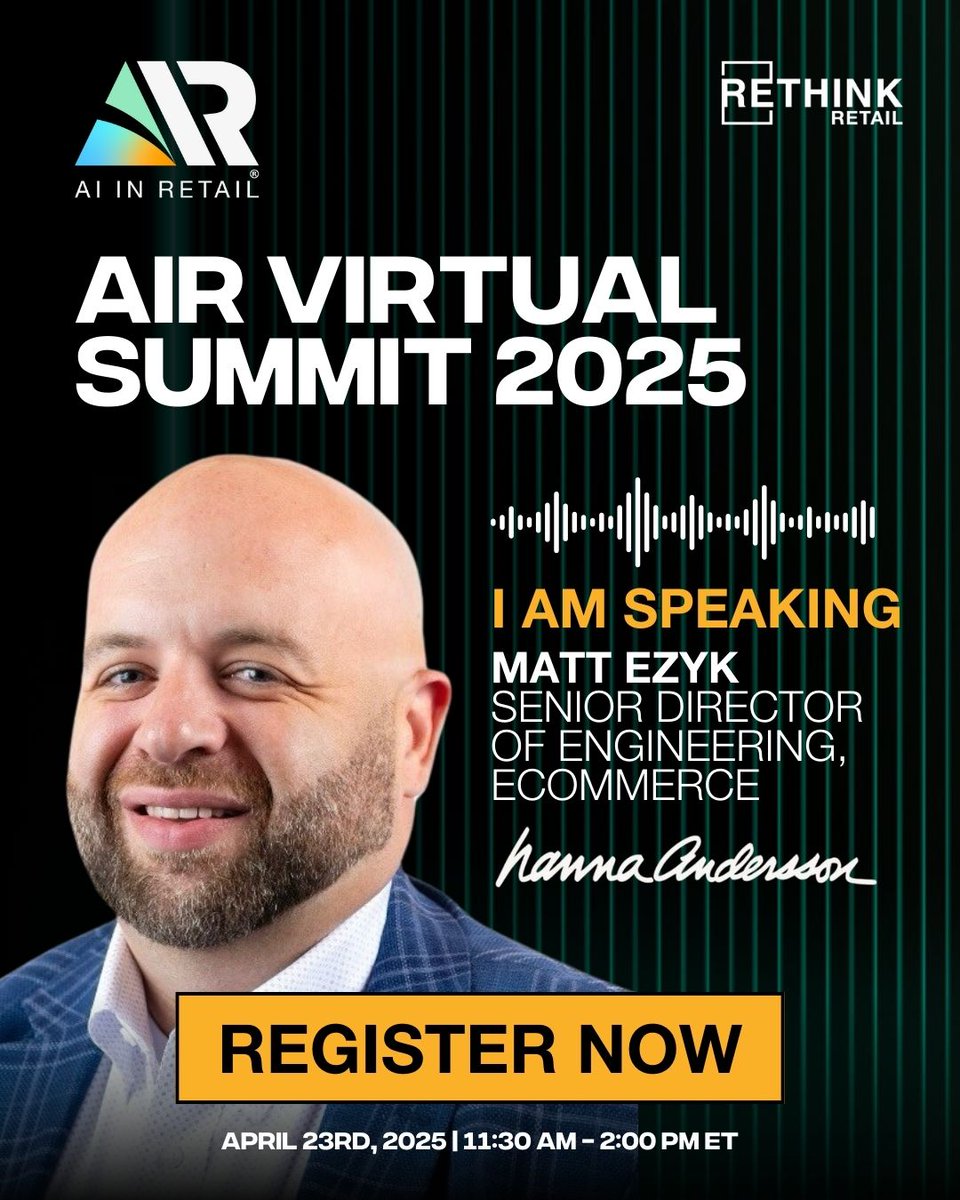 Proud to be speaking at the AiR Virtual Summit 2025! Join me on April 23rd to discuss how AI is transforming retail and ecommerce.
Secure your spot here: bit.ly/41Dl4Bl
#RethinkRetail #AiRSummit #AIinRetail #AI <a href="/rethink/">Alex Lewis</a> retail