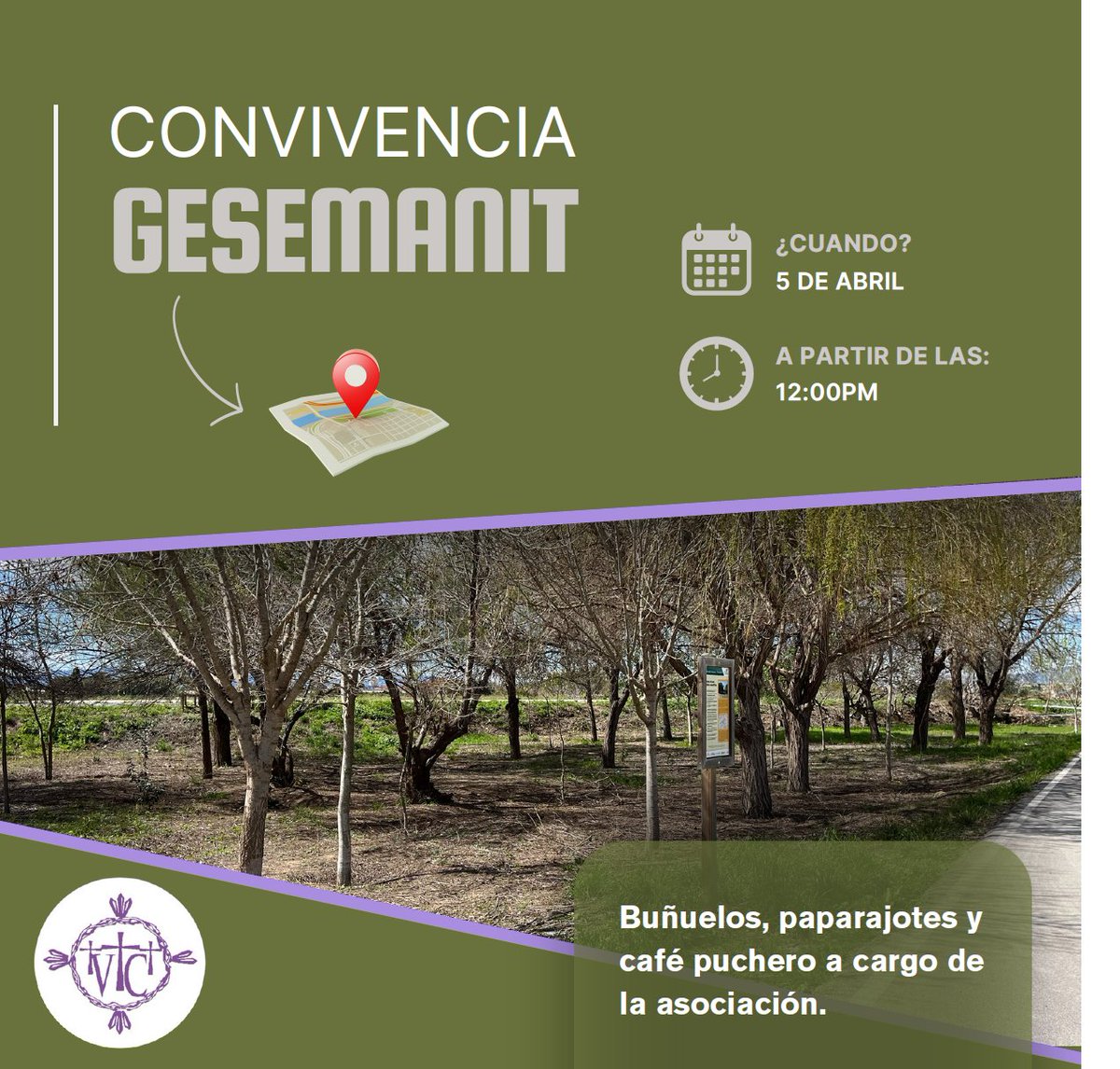 Este próximo sábado os esperamos en la convivencia Gesemanit, a partir de las 12:00

Nosotros nos encargamos de los buñuelos, paparajotes y café de puchero