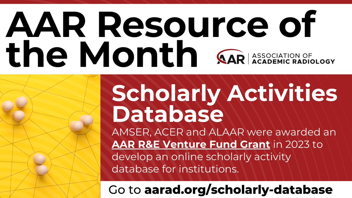 This database is made available free of charge to AAR members. 
Discover a wealth of knowledge and support designed to elevate your professional growth and success.
aarad.org/scholarly-data…
#AARad #radiology #RadEd #MedEd #research