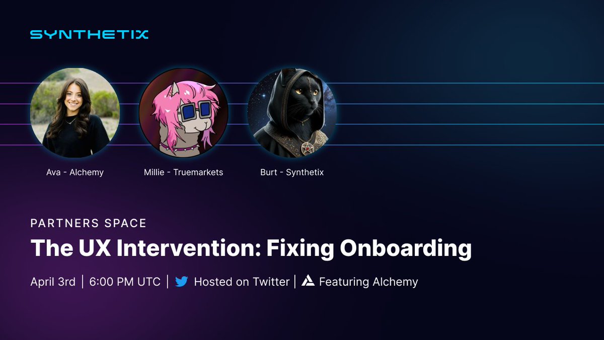 What’s stopping Web2 users from entering DeFi? Tech? Messaging? Something deeper?

Join us with guests from <a href="/Alchemy/">Alchemy</a> and @Truemarketsorg as we stage a UX intervention.

🗓️ April 3
⏰ 6 PM UTC