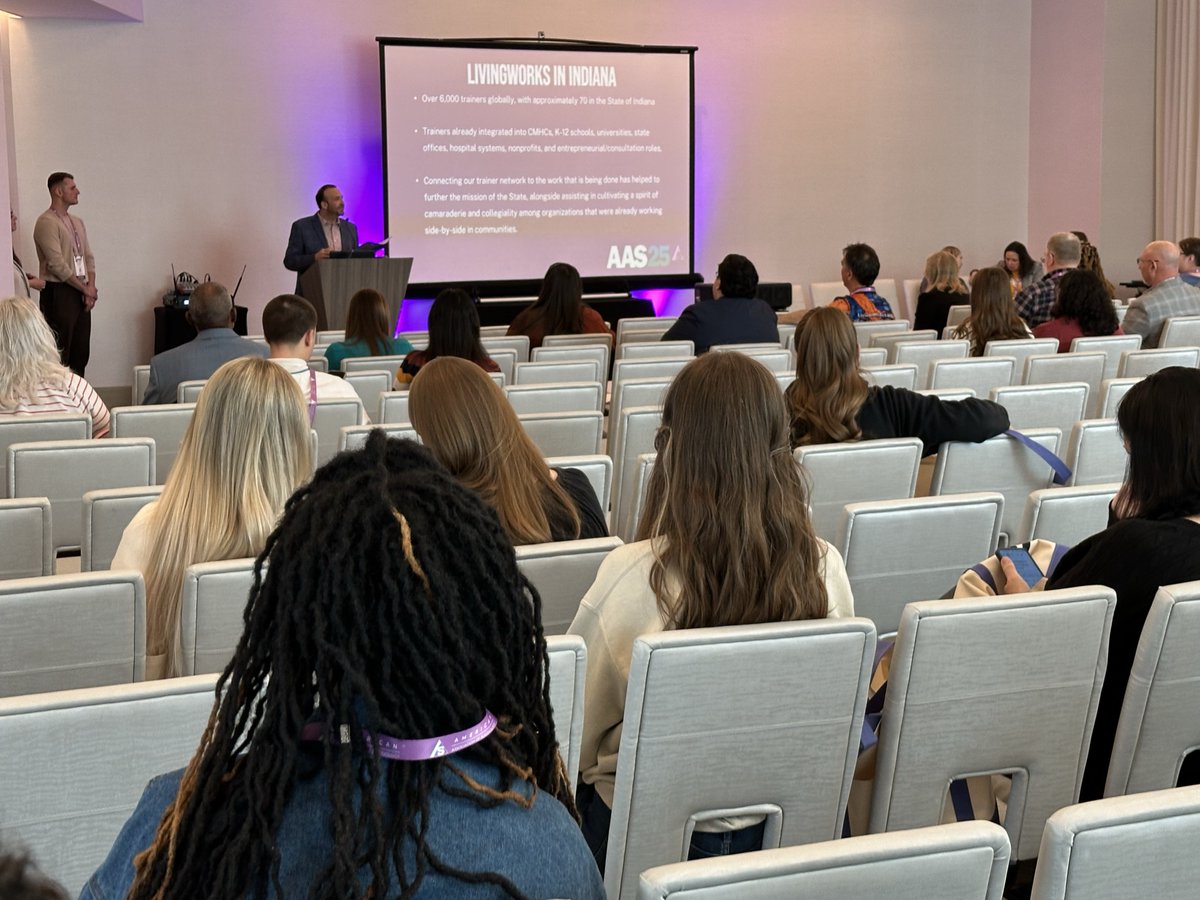 #AAS25 sneak peek

📷 Cultivating a Spirit of Collaboration for A Suicide-Safer Indiana with #LivingWorks Grant Merrel.

#SuicidePrevention #SaferFromSuicide