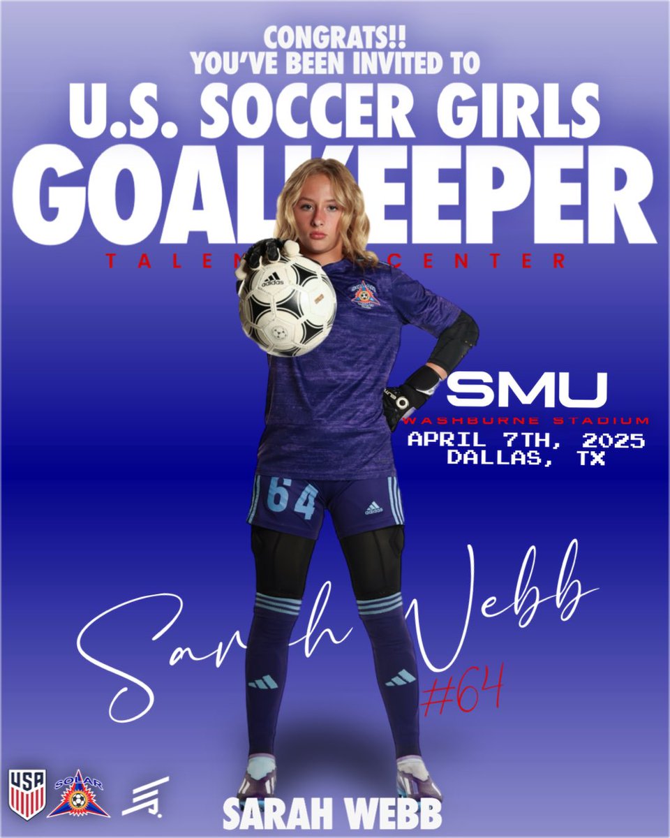 Solar 11G ECNL (@solar11ecnl) on Twitter photo 🚨 🚨 Congratulations to our incredible goalkeeper, Sarah, who has been invited to US soccer talent center! Your hard work, dedication, and talent continue to make us proud! 🌟⚽️🇺🇸 <a href="/SolarSoccerClub/">Solar Soccer Club</a> <a href="/TopDrawerSoccer/">TopDrawerSoccer</a> <a href="/PrepSoccer/">Prep Soccer ⚽️</a> <a href="/ImYouthSoccer/">ECNL/GA/Recruiting/College Soccer</a> 🚨 🚨 Congratulations to our incredible goalkeeper, Sarah, who has been invited to US soccer talent center! Your hard work, dedication, and talent continue to make us proud! 🌟⚽️🇺🇸 <a href="/SolarSoccerClub/">Solar Soccer Club</a> <a href="/TopDrawerSoccer/">TopDrawerSoccer</a> <a href="/PrepSoccer/">Prep Soccer ⚽️</a> <a href="/ImYouthSoccer/">ECNL/GA/Recruiting/College Soccer</a>