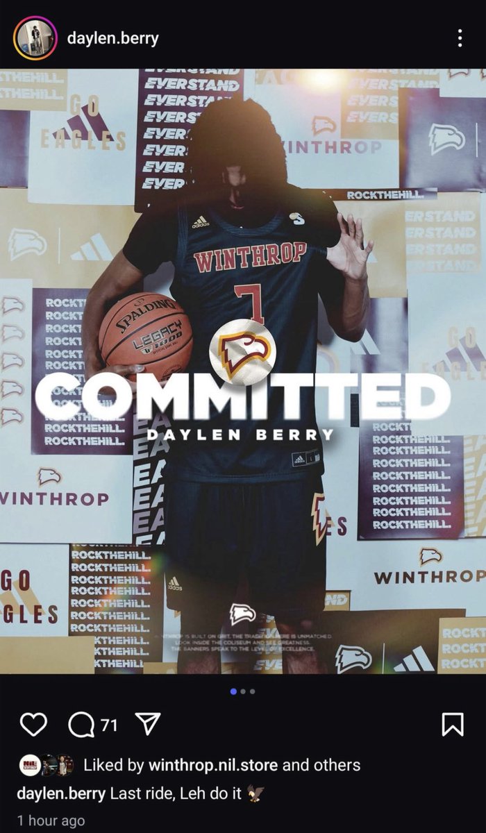 Per his Instagram <a href="/dmberry1102/">Daylen Berry</a> has committed to Winthrop #ROCKtheHILL