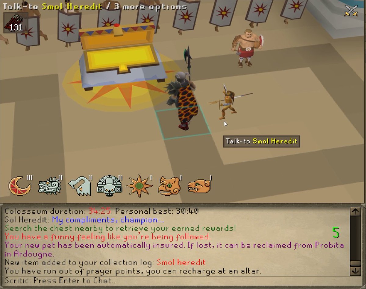 Now that the video is out I can proclaim that this is my favourite pet in the game. 32KC later, the Colosseum is still my favourite content in OSRS.