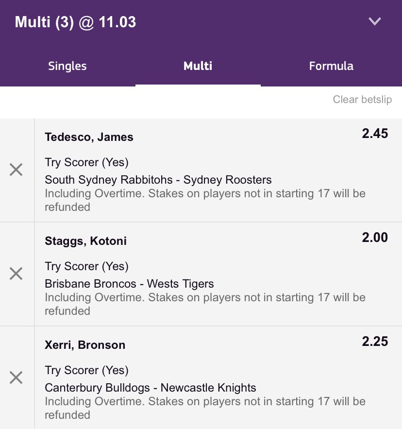 SullyLeagueTALK's tweet photo. #NRLMulticulturalRound is here & it’s Multi time x 3 as heard with Timmy & Digby this morning @TABradio H2H Dragons/Titans/Broncos/Bulldogs@$4.01👉👉🏉🏉🏉@TAB_touch @timw1995 @Shortte @PeterON68 https://t.co/hbOXlaKgE9