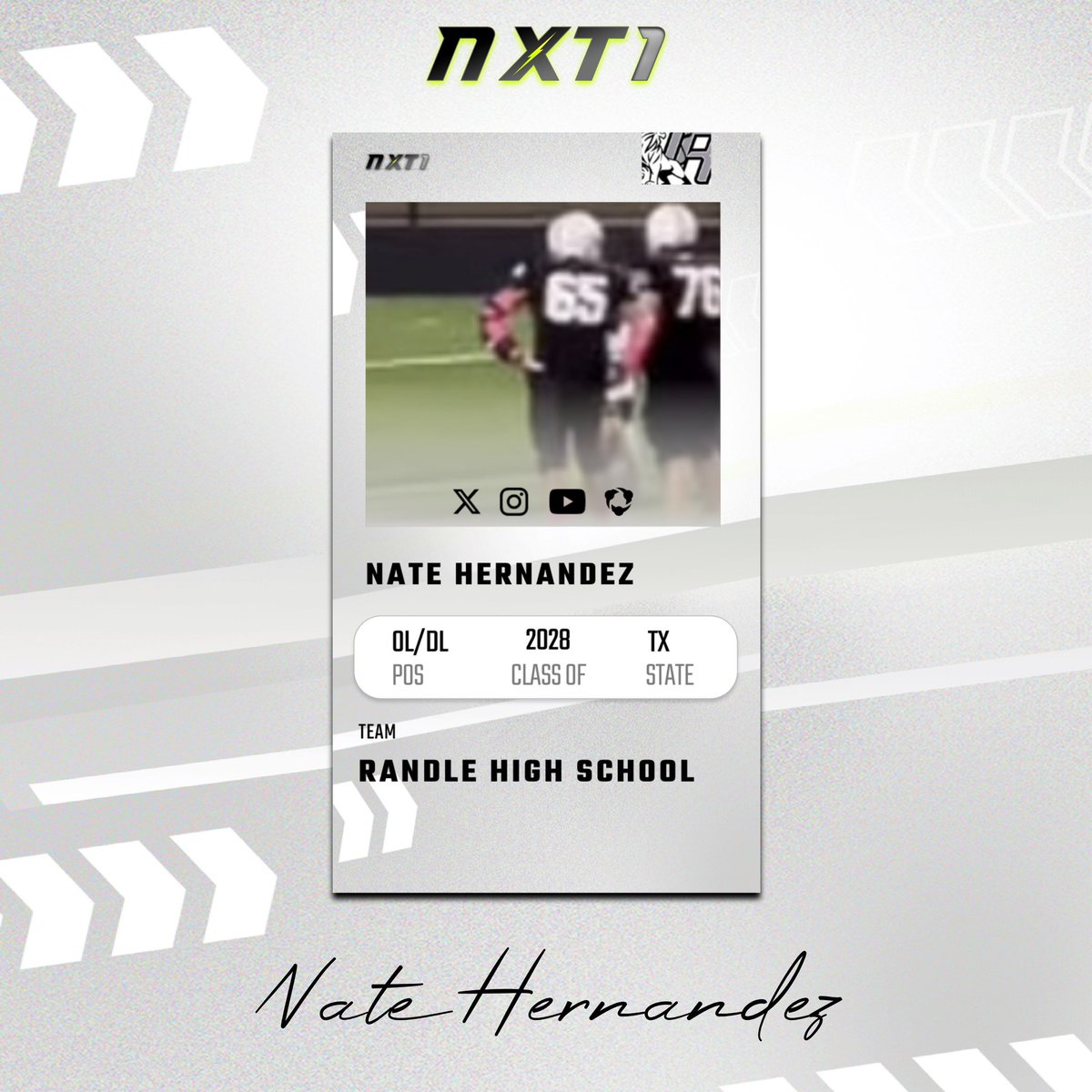 Big welcome to NXT! <a href="/Natehernandez99/">Nate hernandez</a> 
C/O 28 rising OL/DL 🏈😤

NXT1 prospect profile ⬇️
app.nxt1sports.com/prospect-profi…

🚀Download the NXT 1 app &amp; get automated graphics, dynamic profiles, elite recruiting tools, &amp; more FREE!
nxt1sports.com

<a href="/nxt1football/">NXT 1 Football</a>