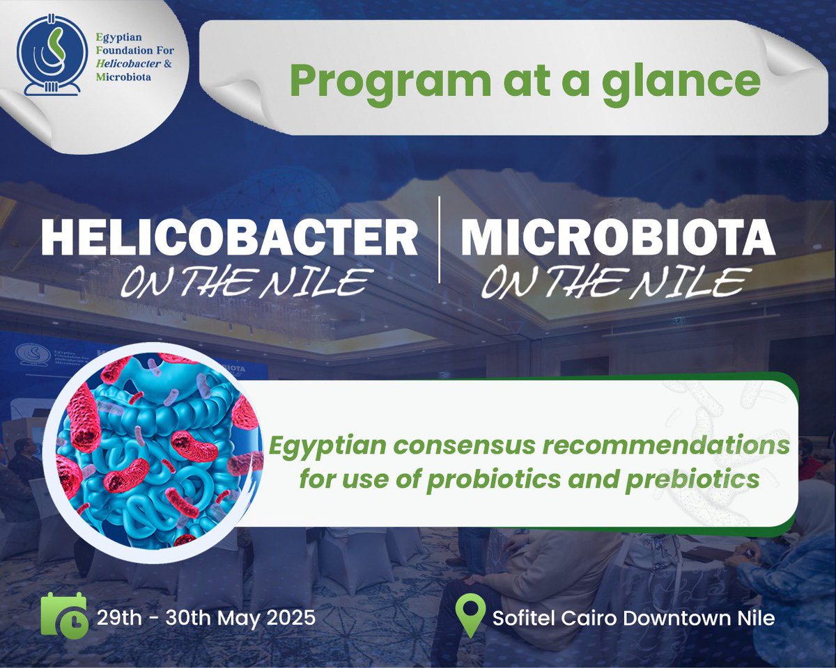 🚨 EFHM 2025 – The Premier Gastroenterology Event!🚨  

📍 Cairo, Egypt– Sofitel Downtown Nile (Conrad Hotel)  
🗓️ 29th - 30th May 2025 

Join us for EFHM 2025, where the latest Egyptian Helicobacter &amp; Microbiota Consensus recommendations will be unveiled!   

🔥 What to Expect: