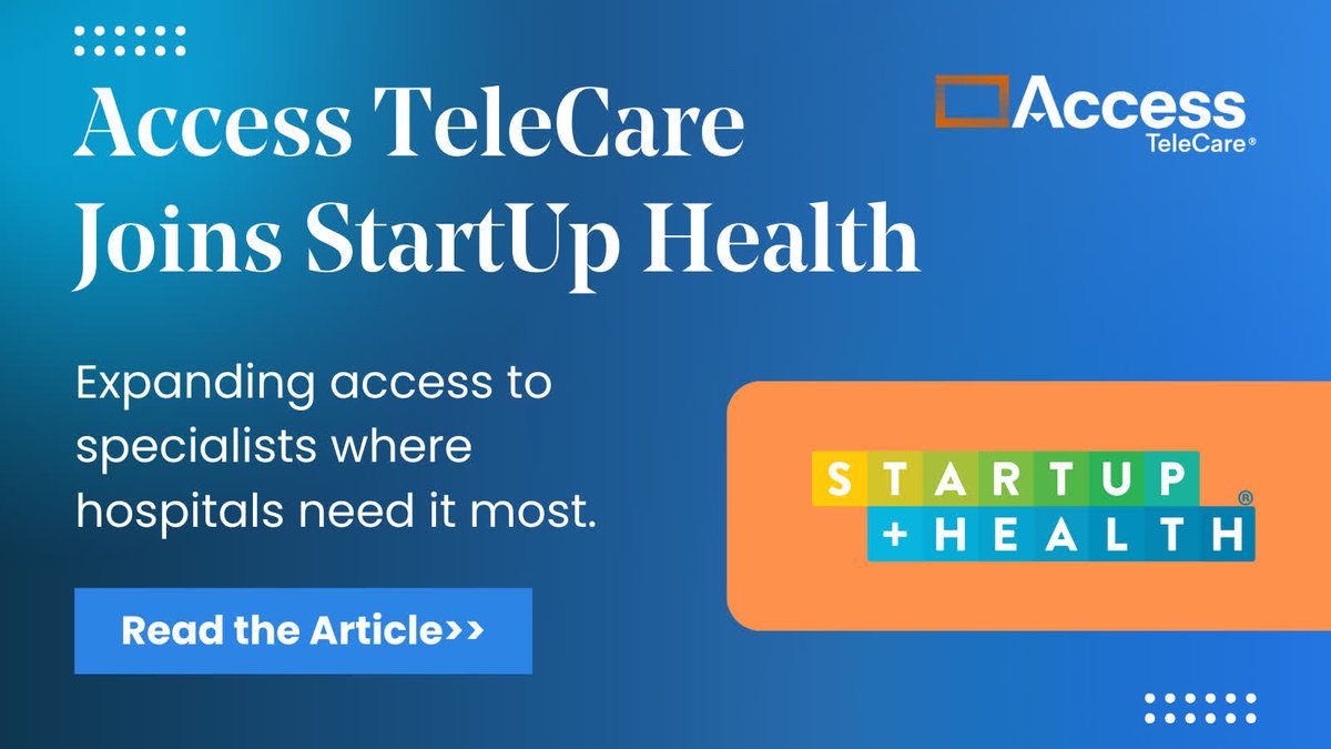 Chris Gallagher, MD, and Access TeleCare are partnering with StartUp Health to push the boundaries of specialty telemedicine. Discover how we're tackling the specialist shortage and ensuring hospitals have the support they need.

🔗Read the full article: startuphealth.com/startup-health…