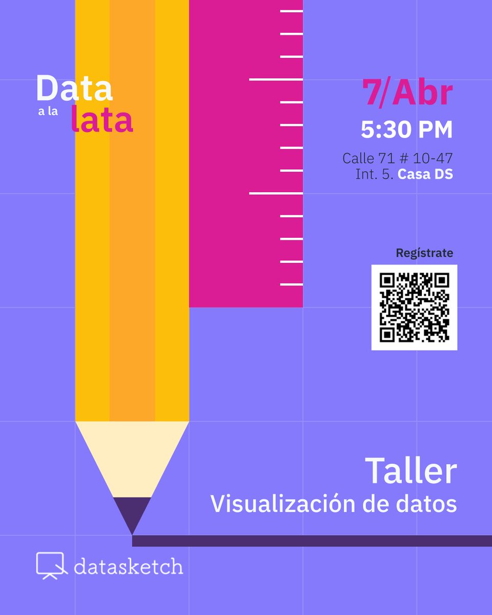 datasketchlab's tweet photo. Conoce la agenda de Data a la Lata en Abril. Este lunes 7 de marzo nos reunimos nuevamente en la Casa Datasketch para un taller sobre cómo usar la visualización de datos para contar historias impactantes. 📊✨ ¿Te animas a participar? Regístrate aquí 👉https://t.co/5TIU8DWMDU https://t.co/E9yN15CJ7k