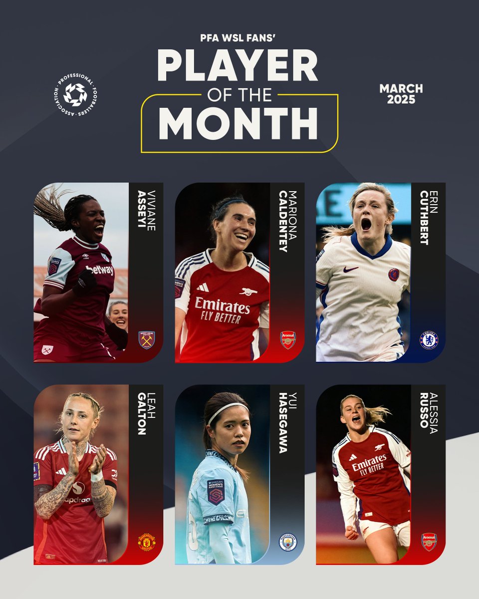 Your PFA WSL Fans' Player of the Month nominees for March. 🏆

Vote 🗳️➡️ tr.ee/ZYfFez