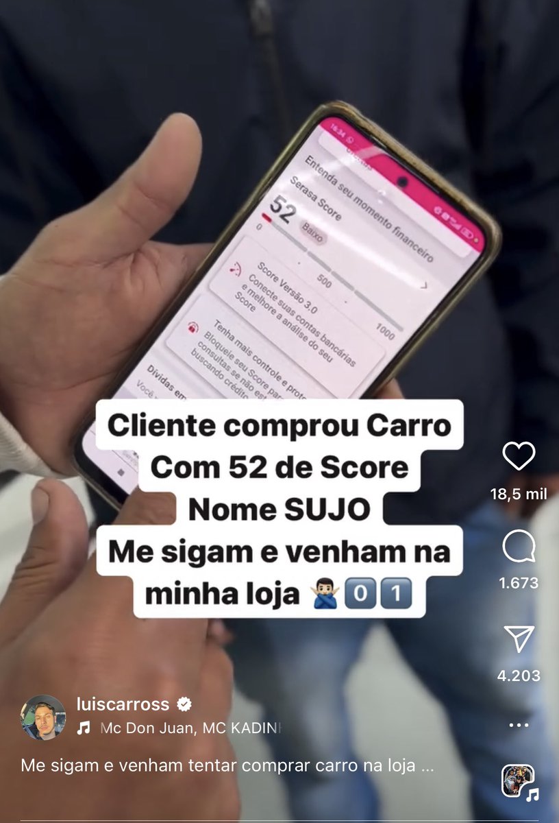 luiscarross's tweet photo. Comprou carro com 52 de Score! https://t.co/HqbFCCch8N