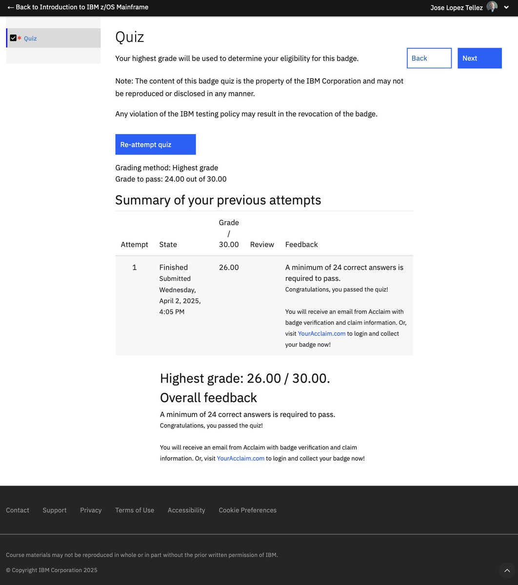 josealopezt's tweet image. View my verified achievement from
@IBM. 
credly.com/badges/995faba… via @credly
#EnterpriseComputing #HighPerformance #Mainframe #zOS #IBMZ #IBMMainframe