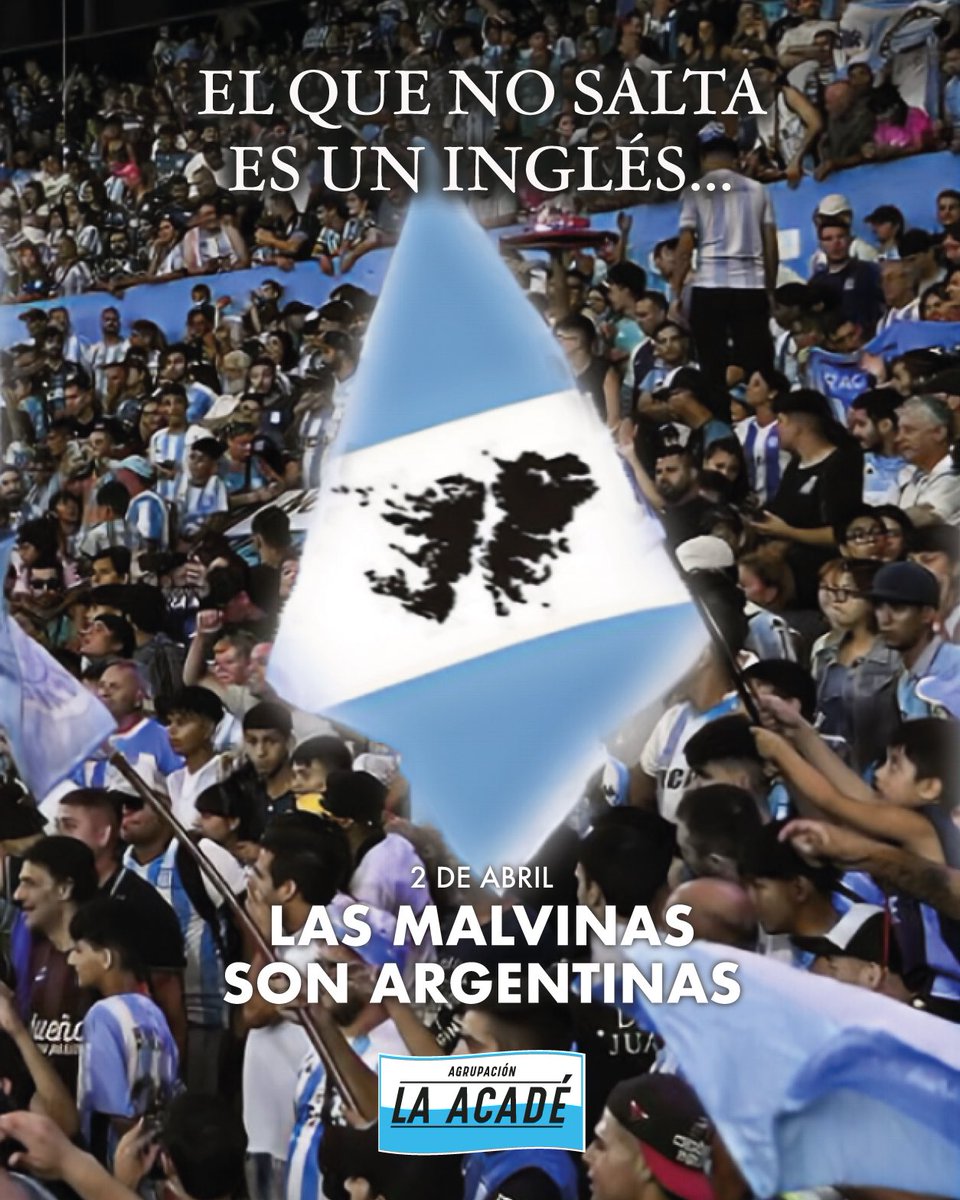 📢🇦🇷 Las Malvinas son argentinas 🇦🇷📢

Hoy, 2 de abril, recordamos a los héroes que lucharon por nuestra patria en Malvinas. Nuestro respeto y homenaje eterno a los caídos y a los veteranos que defendieron nuestra soberanía con honor

#2DeAbril #MalvinasArgentinas #HonorYGloria
