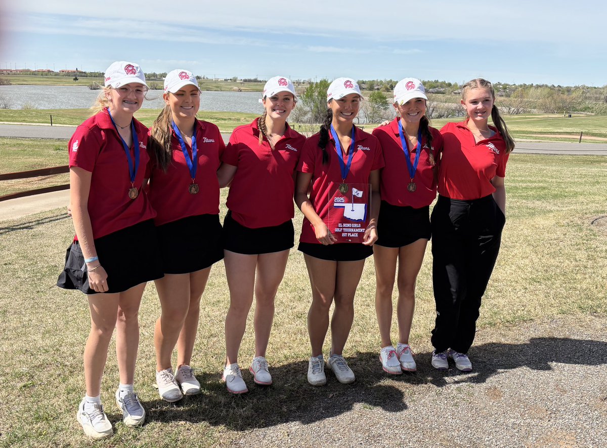 The Carl Albert girls golf team won their fourth tournament of the season today with a first place finish in the El Reno Tournament at Crimson Creek Golf Course. Senior Miah Luong shot an 80 to win the tournament. Addy McAlister was third and Ily Strickland took fourth.
