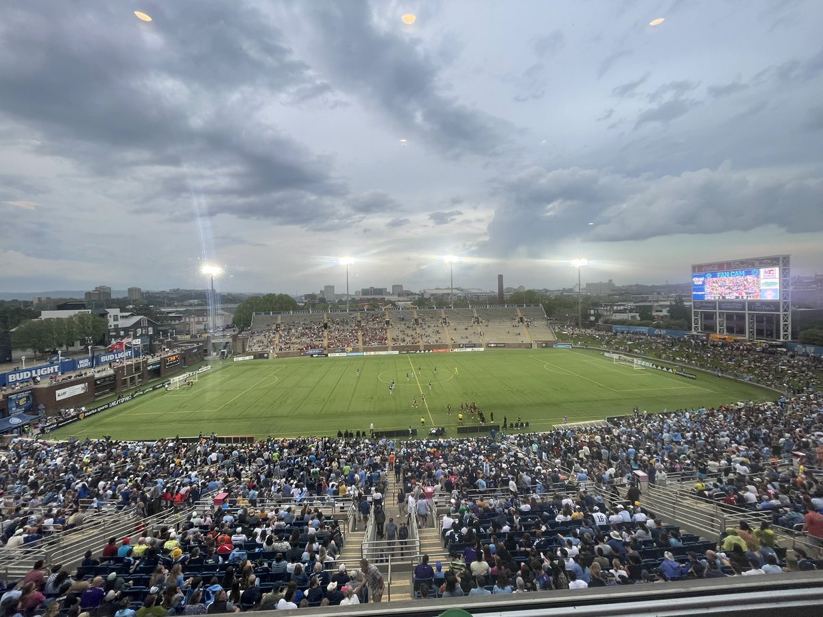 Historic night of soccer in Chattanooga. 

Chattanooga FC and the Red Wolves are tied 1-all late in the first half.