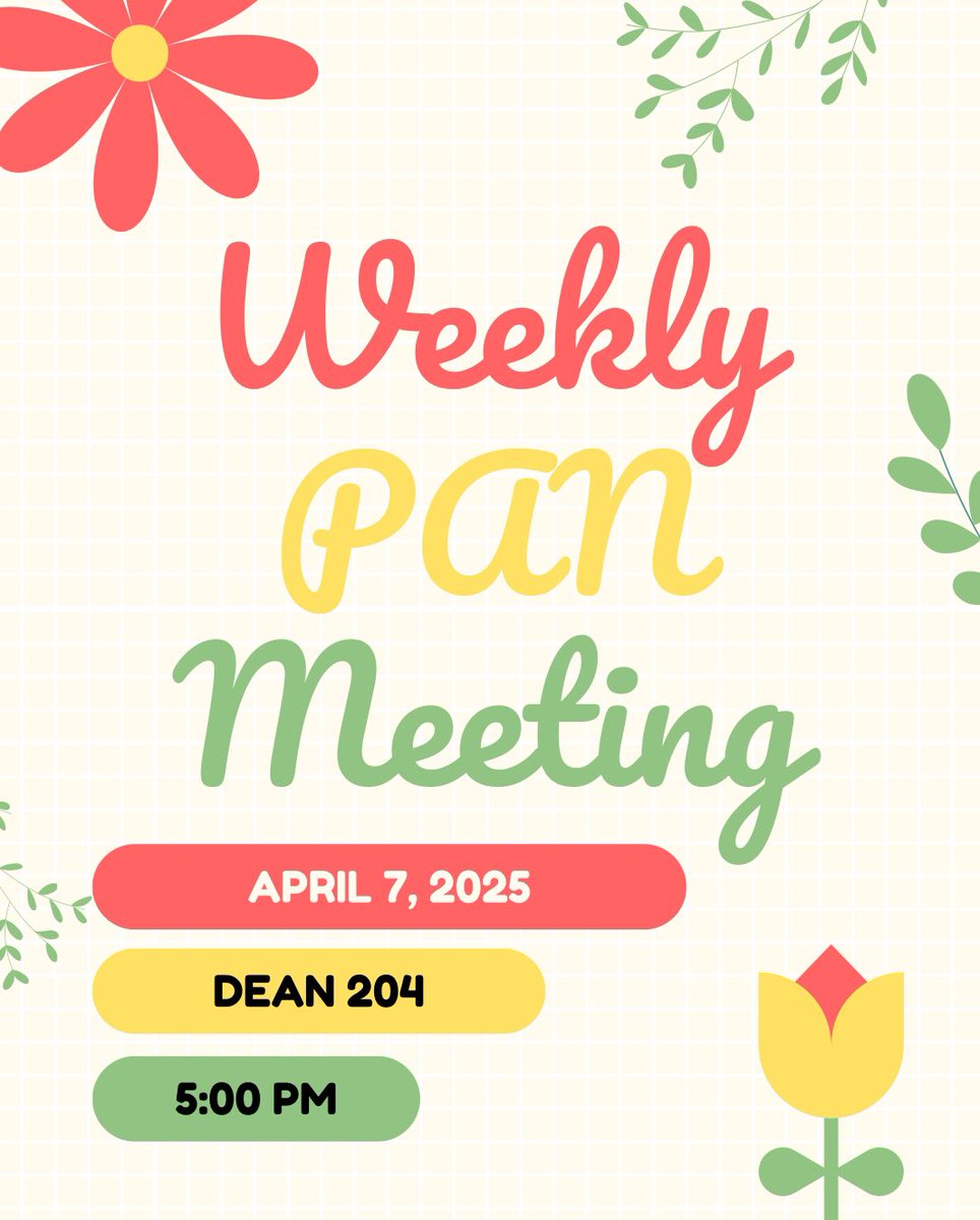 Welcome back wildcats! The first PAN meeting of the spring quarter is coming up, make sure to mark your calendars and meet us in Dean 204. 🌷🥳

When: April 7th
Time: 5pm
Where: Dean 204 

<a href="/CentralWashU/">CWU</a> 
#PAN #CWU #CentralWashingtonUniversity #ellensburg #primates