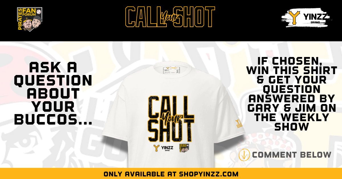 ShopYinzz's tweet photo. 🔥⚾ We’re BACK with @PiratesFanForum for another season of Call Your Shot!

🎁 Win a LIMITED EDITION tee if your question gets picked!

👇 How to Enter:
- Ask a #PittsburghPirates question
- Like, Repost, Follow us both
- Watch LIVE on YouTube Thursdays to see if you win!

#RTJR https://t.co/7JgSLNoKYi