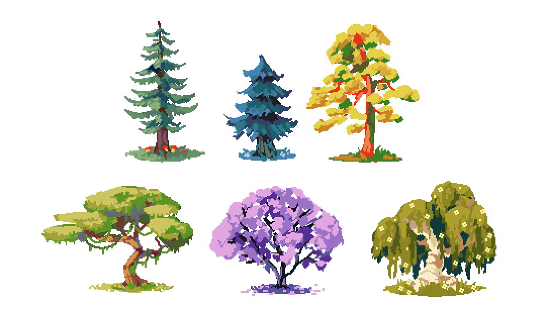 「old trees #pixelart #ドット絵 」|finchのイラスト