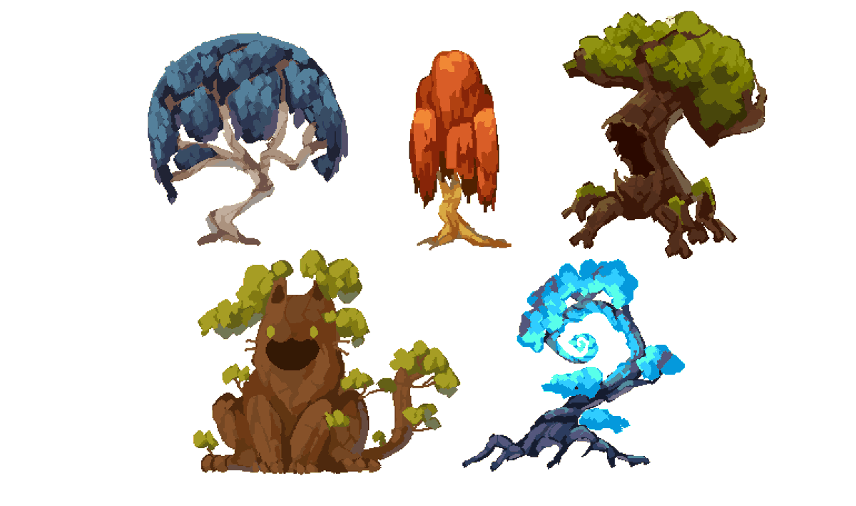 「old trees #pixelart #ドット絵 」|finchのイラスト
