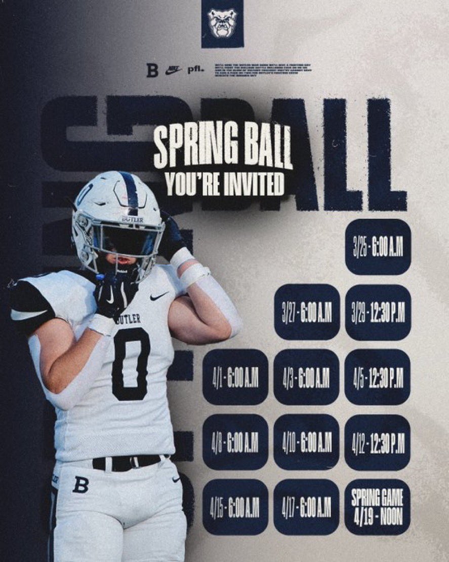 Thank you <a href="/CoachJConnolly/">Jack Connolly</a> For the invite to the spring game. Can’t wait to see the campus!!!

<a href="/Mr_Meiners/">Jake Meiners</a> <a href="/EastCentralFB/">East Central Football</a> <a href="/ButlerUFootball/">Butler Football</a>
