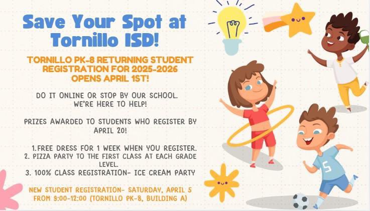 🐾Great strong start to our 2025-2026 registration Tornillo Coyote parents! Don’t hesitate to call our front offices for any help!#TISDProud