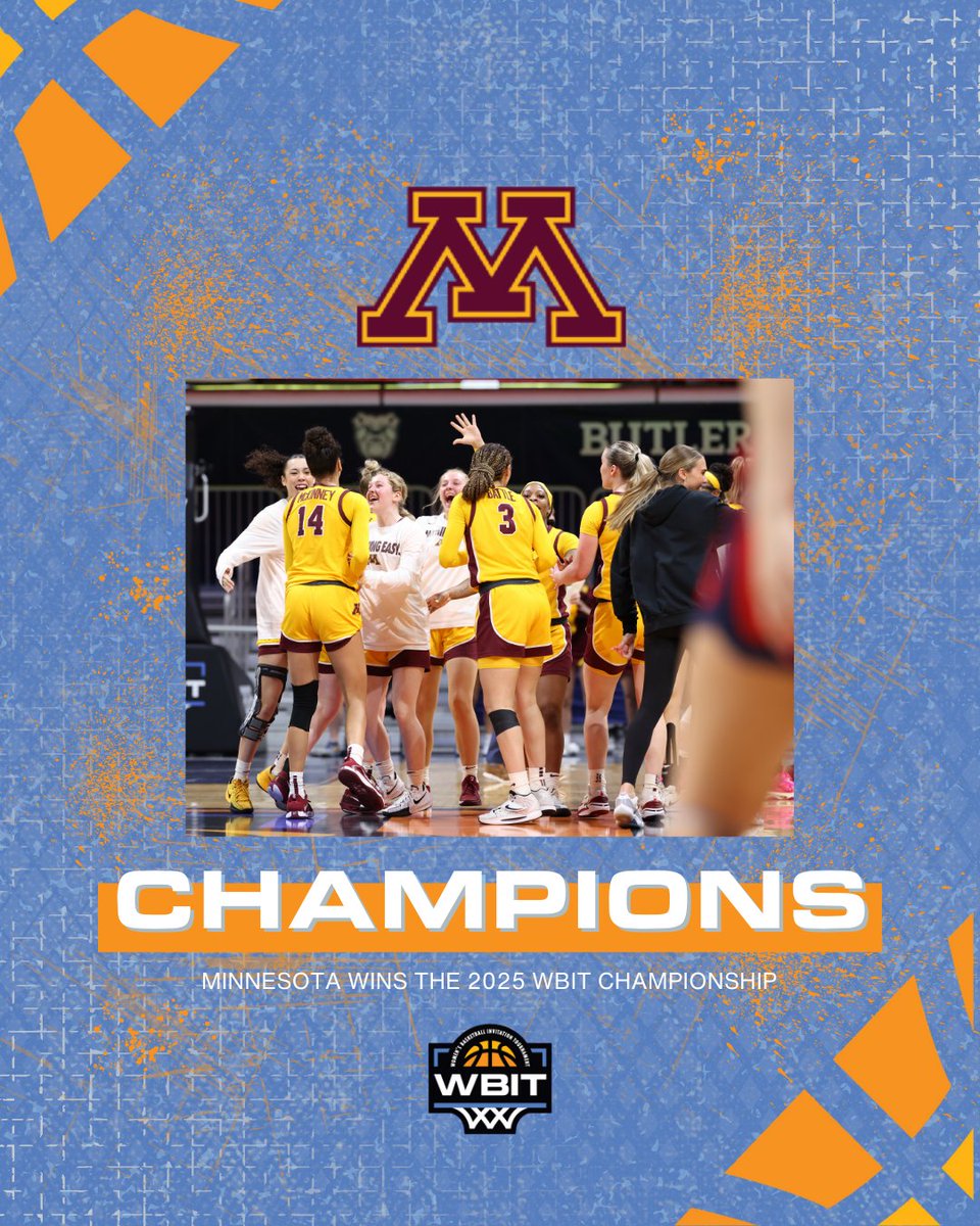 wbitwbb's tweet image. 🏆 @GopherWBB WINS!!! 🎉

The Minnesota Gophers are your 2025 WBIT Champions!

#ElevateTheGame