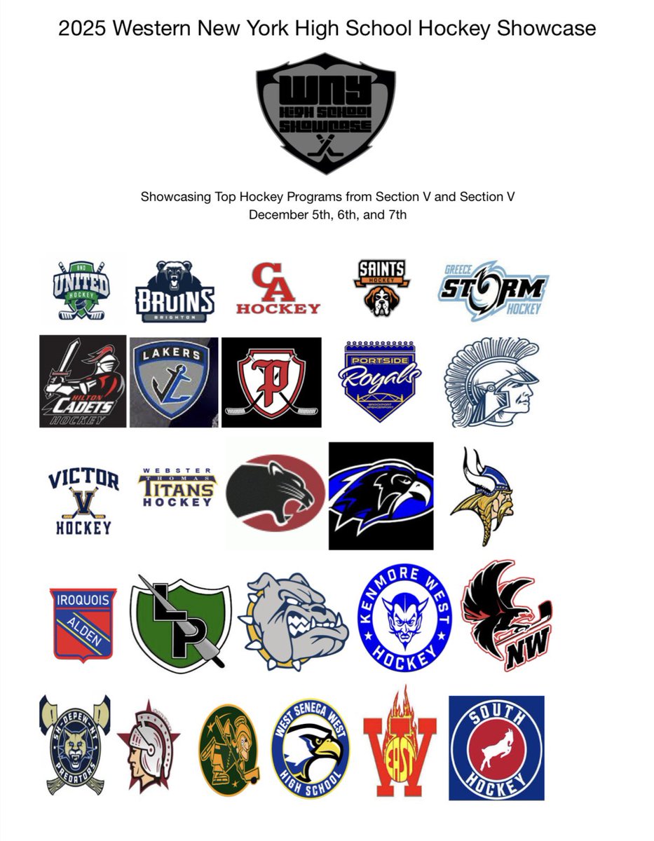 WNY HS Hockey Showcase (@wny_hs_showcase) on Twitter photo 🚨Introducing the schools taking part in the 2025 WNY HS Hockey Showcase. There will be 26 games over December 5, 6, and 7. <a href="/WNYAthletics/">WNY Athletics</a> <a href="/bufnewspreptalk/">BuffaloNewsPrepTalk</a> <a href="/DandC/">Democrat & Chronicle</a> 🚨Introducing the schools taking part in the 2025 WNY HS Hockey Showcase. There will be 26 games over December 5, 6, and 7. <a href="/WNYAthletics/">WNY Athletics</a> <a href="/bufnewspreptalk/">BuffaloNewsPrepTalk</a> <a href="/DandC/">Democrat & Chronicle</a>