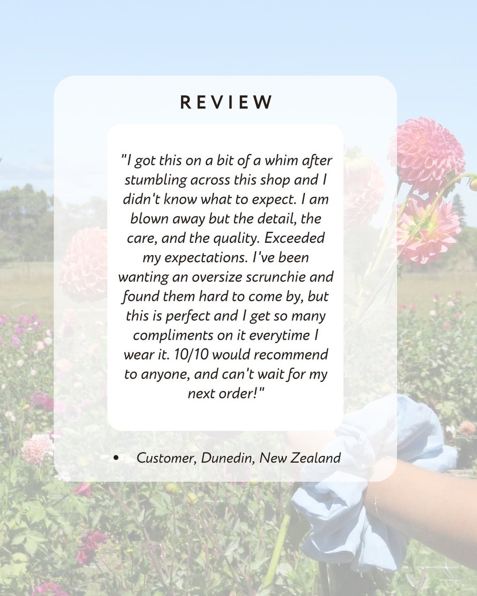 GypsophilaNZ's tweet image. ⭐️⭐️⭐️⭐️⭐️ "Exceeded my expectations!"

Our handmade, high-quality scrunchies are a must-have! 💙✨

Ready for the perfect oversized scrunchie? This is your sign. 🤍  
🛍️ Shop now &amp;amp; feel the difference!

#StatementMakers #HairCareLovers #LuxuryScrunchies