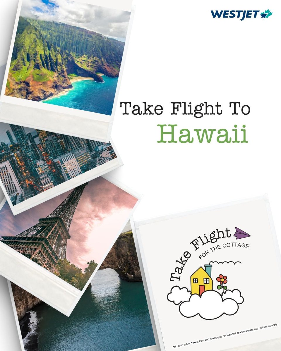 TICKET SALES END AT NOON APRIL 3! BUY NOW - childrenscottage.info/takeflightos. You could win one roundtrip flight for two guests to any regularly scheduled and marketed WestJet destination. Alberta residents only. Draw date: April 3, 2025. Licence #: 727170. Rules: childrenscottage.info/takeflightos
