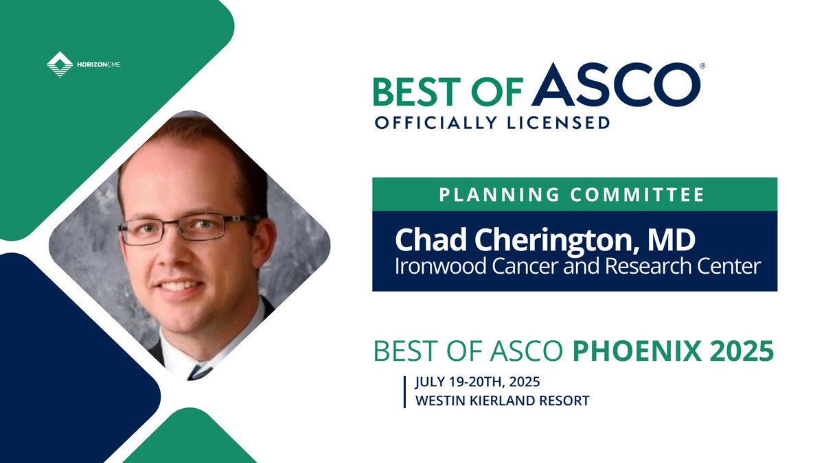 Horizon CME (@horizoncme) on Twitter photo 📣 We're excited to have Dr. Cherington (of <a href="/IronwoodCancer/">Ironwood Cancer & Research Centers</a>) on the Best of ASCO Phoenix 2025 planning committee!
Join us this July for an Official Annual Meeting Review of the American Society of Clinical Oncology® (ASCO®). Learn the latest updates in oncology alongside expert 📣 We're excited to have Dr. Cherington (of <a href="/IronwoodCancer/">Ironwood Cancer & Research Centers</a>) on the Best of ASCO Phoenix 2025 planning committee!
Join us this July for an Official Annual Meeting Review of the American Society of Clinical Oncology® (ASCO®). Learn the latest updates in oncology alongside expert
