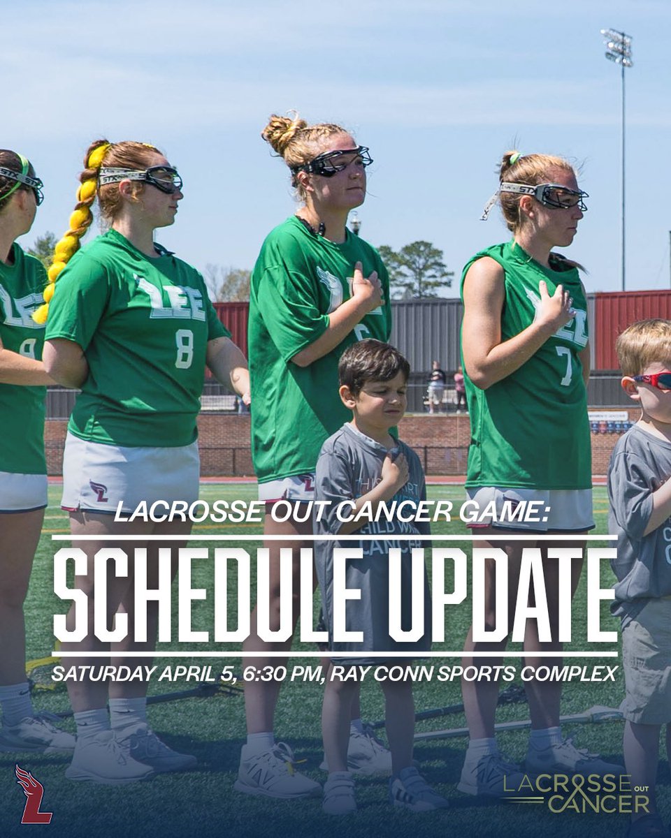 LeeU WLacrosse (@leeuwlacrosse) on Twitter photo Join us on SATURDAY for Lacrosse Out Cancer as we partner with <a href="/austinhatcherfo/">Austin Hatcher Foundation</a> to raise money for the children and families impacted by Pediatric Cancer!
✍️ Pregame Autograph Signings
🎗️Jersey Auction to raise funds for AHF!
🥍 Lee vs Montevallo - 6:30 PM
#FiredUp🔥 Join us on SATURDAY for Lacrosse Out Cancer as we partner with <a href="/austinhatcherfo/">Austin Hatcher Foundation</a> to raise money for the children and families impacted by Pediatric Cancer!
✍️ Pregame Autograph Signings
🎗️Jersey Auction to raise funds for AHF!
🥍 Lee vs Montevallo - 6:30 PM
#FiredUp🔥