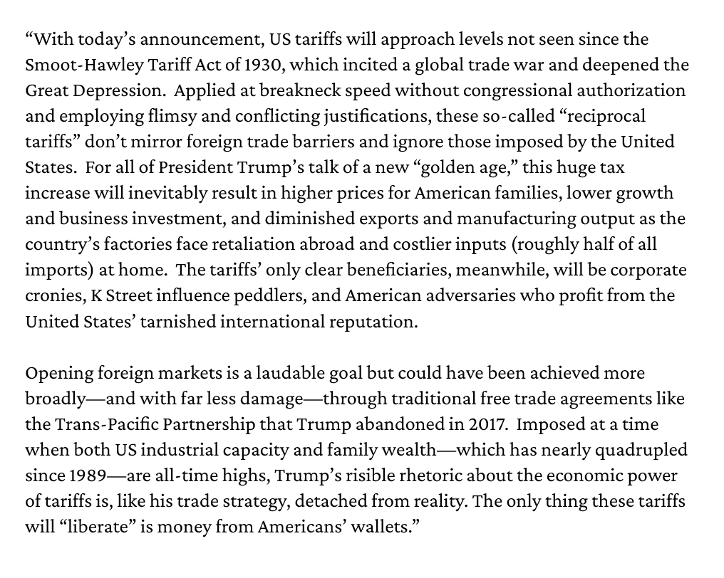 Cato Trade (@catotrade) on Twitter photo 📝Statement from <a href="/scottlincicome/">Scott Lincicome</a> and <a href="/cpgrabow/">Colin Grabow</a> on President Trump's "reciprocal tariffs". #CatoTrade 📝Statement from <a href="/scottlincicome/">Scott Lincicome</a> and <a href="/cpgrabow/">Colin Grabow</a> on President Trump's "reciprocal tariffs". #CatoTrade