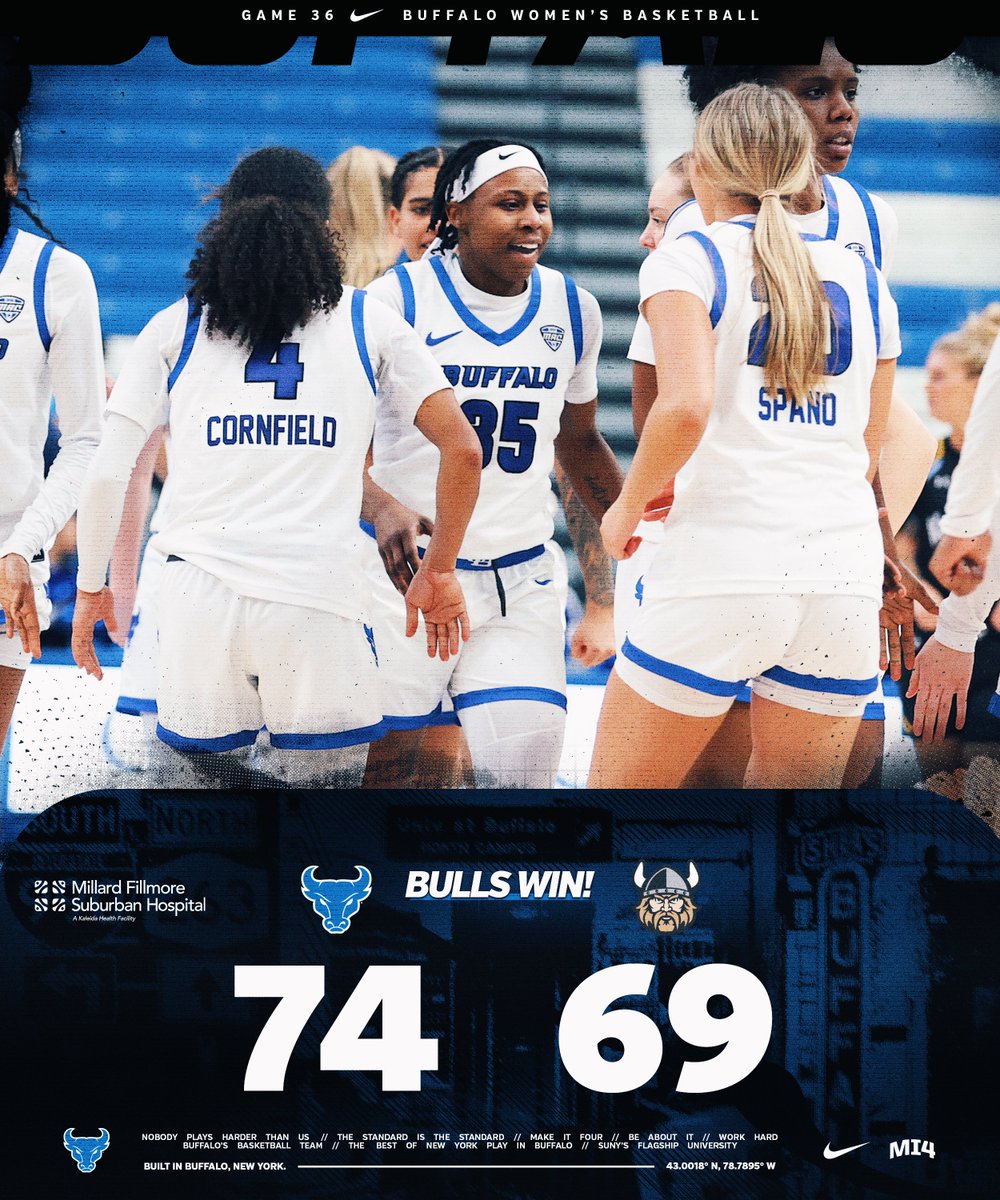 UBwomenshoops's tweet image. BULLS WIN!!!!!!

#UBhornsUP | #MI4 | #WNIT
