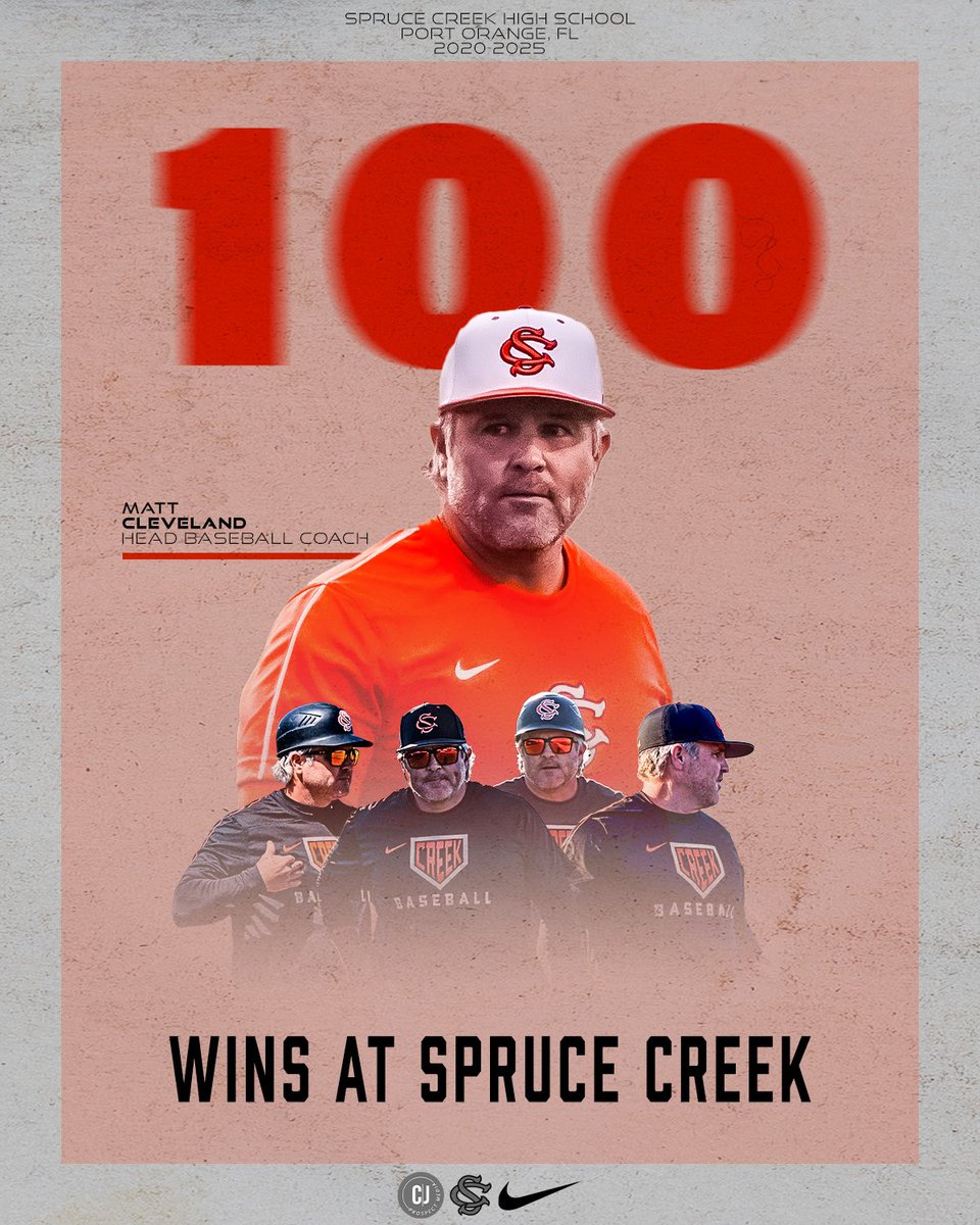 CJ Prospect Media (@cjprospectmedia) on Twitter photo With an 8-6 win over NSB, Coach <a href="/MattyCleve5/">Matt Cleveland</a> earns his 100th win as Head Coach for <a href="/baseball_creek/">Spruce Creek Baseball</a> and his Hawks will play in the Finals tomorrow night for the 5 Star Classic! <a href="/FHSAA/">FHSAA</a> With an 8-6 win over NSB, Coach <a href="/MattyCleve5/">Matt Cleveland</a> earns his 100th win as Head Coach for <a href="/baseball_creek/">Spruce Creek Baseball</a> and his Hawks will play in the Finals tomorrow night for the 5 Star Classic! <a href="/FHSAA/">FHSAA</a>