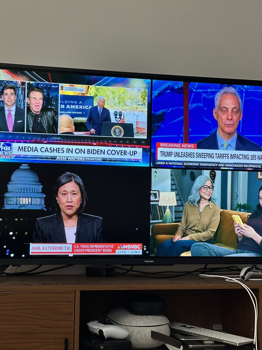 friedtweets's tweet photo. The @YouTubeTV multiview on news is showing me that everyone is covering tariffs except @FoxNews is covering Joe Biden’s mental health. No wonder why so many Fox News viewers are brainwashed https://t.co/KULdRD9mDH