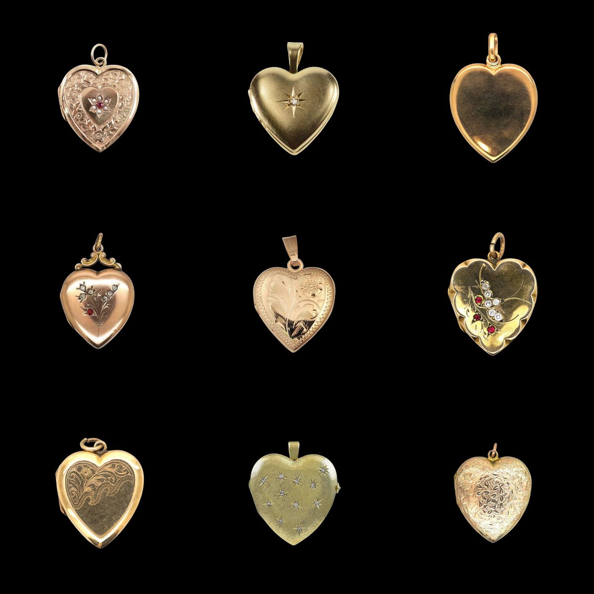vintage heart shaped lockets ᰔ⊹ ࣪ ˖