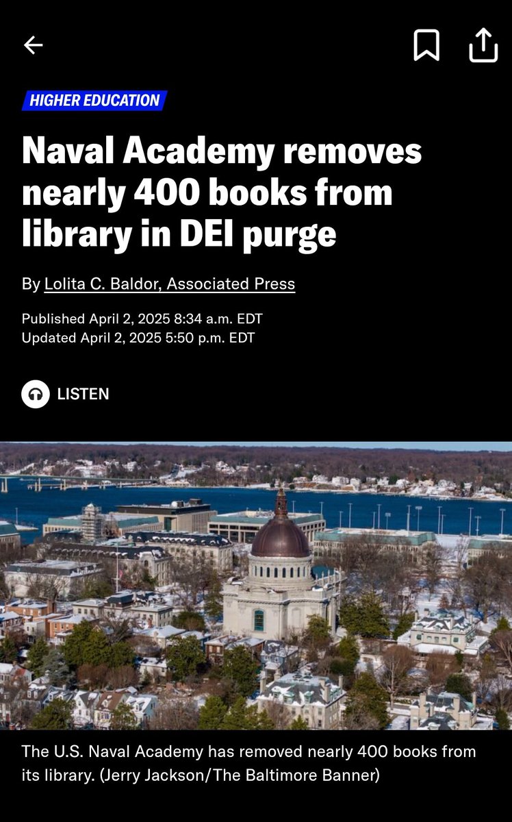 My alma mater is removing books from the library, because God forbid we let future military officers read what they want.