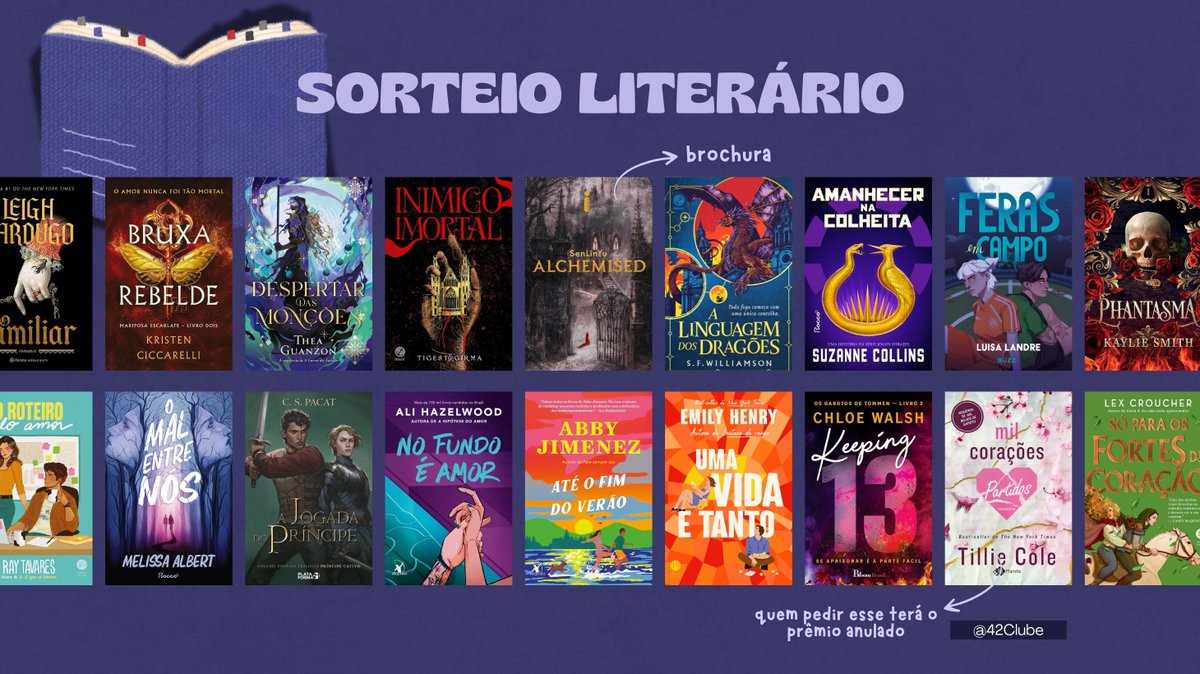 Clube 42 🛍️ (@42clube) on Twitter photo ✨ Sorteio Literário✨
🏆 Prêmio: 1 livro da seleção ou de valor semelhante ou R$60 no pix!
📌 Regras:
📍 Seguir <a href="/42Clube/">Clube 42 🛍️</a>
📍 Dar RT aqui e prontinho!
🗓 ENCERRA 14/04: Já sabem o que vão querer?? Boa sorte a todos!🍀 ✨ Sorteio Literário✨
🏆 Prêmio: 1 livro da seleção ou de valor semelhante ou R$60 no pix!
📌 Regras:
📍 Seguir <a href="/42Clube/">Clube 42 🛍️</a>
📍 Dar RT aqui e prontinho!
🗓 ENCERRA 14/04: Já sabem o que vão querer?? Boa sorte a todos!🍀