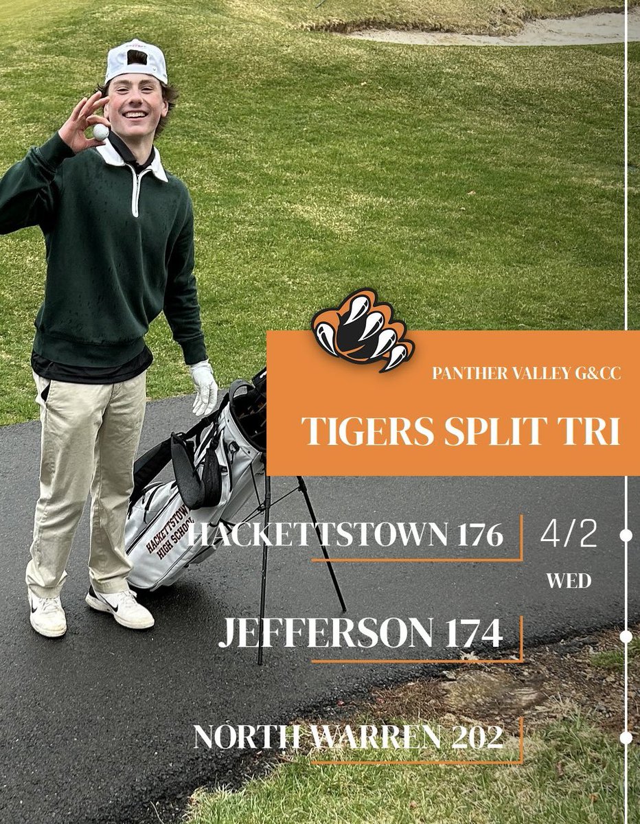 BeginGolfNow's tweet photo. Windy, cold and rainy day @PantherValleyCC for our 1st Tri of the season.  Keegan Ciborski was our low golfer with 5 pars.  Another strong showing (+32) 176.  
Feels great to pickup our 1st win of the season.  On to High Point Thursday! @HHSTIGERS #njgolf https://t.co/OBWpxUIour