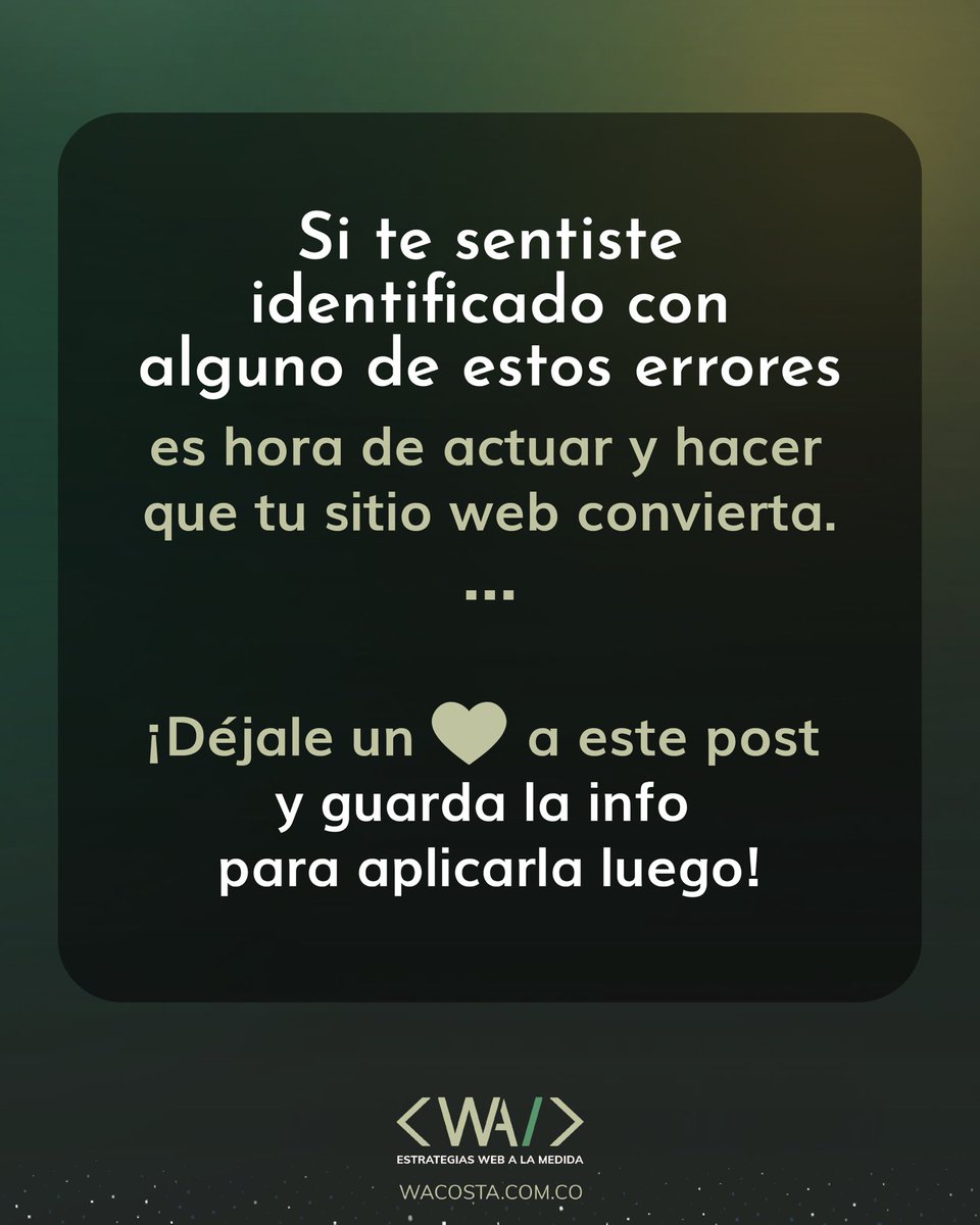 ¿Tu web se ve linda ✨ pero no convierte visitas en clientes ❌?
Estos 5 errores podrían estar matando tus ventas online sin que lo notes ⚠️

¡Desliza y revisa si estás cayendo en alguno! 👉🏻

#páginasweb #ux #diseñoweb #seo #manizales #manizalescolombia