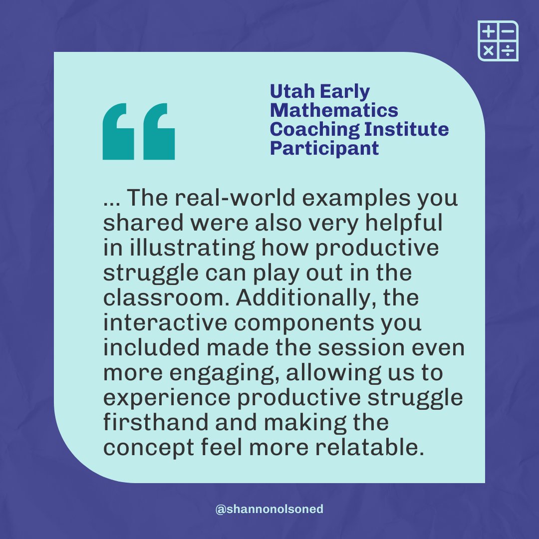 This is such a meaningful comment from a participant on an exit survey. 

#uted #utahed #elementarymath #mathPD #mathcoaching