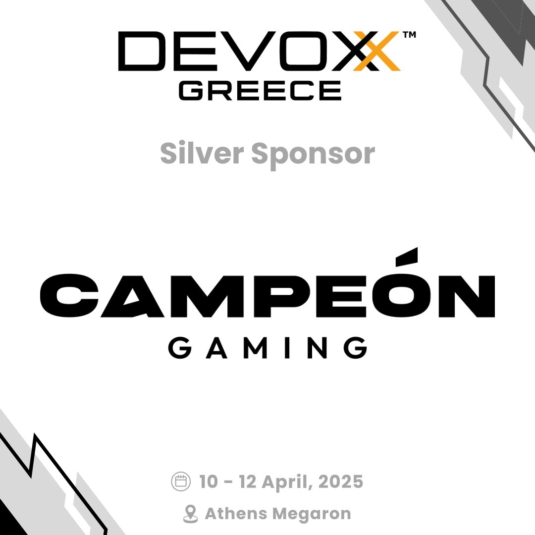 🚀 We’re thrilled to welcome Campeón Gaming as a Silver Sponsor for Devoxx Greece!

#CampeonGaming is an award-winning Greek iGaming hub, with more than 150 Campeones and offices in Athens, Thessaloniki and Nicosia.

Learn more about Campeones careers.campeongaming.com

#DevoxxGR