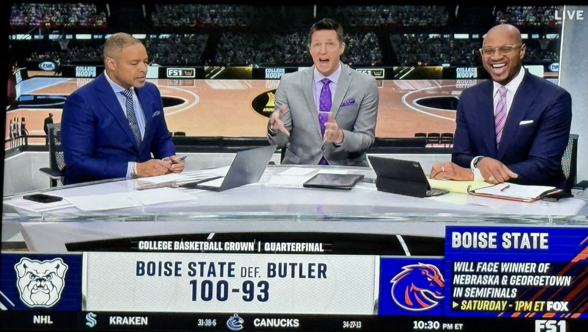 Really like this crew in studio for the ⁦<a href="/CBBCrown/">College Basketball Crown</a>⁩ Tournament on ⁦<a href="/FS1/">FS1</a>⁩ 

My man ⁦<a href="/PhonzLovesHoops/">LaPhonso Ellis</a>⁩ and ⁦<a href="/MikeHill/">Mike Hill</a>⁩ 

That Stanford guy he aight…